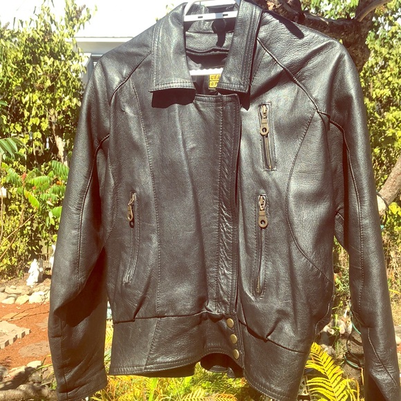 Vintage Boxy Leather Jacket Size 10 - Picture 1 of 6